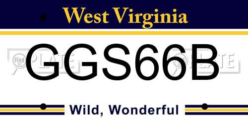 GGS66B West Virginia License Plate