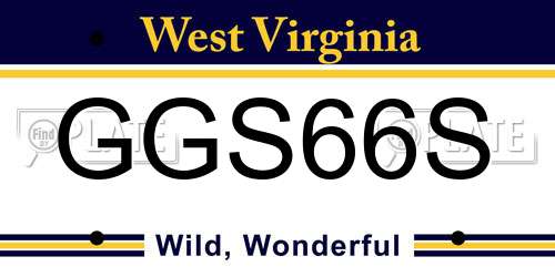 GGS66S West Virginia License Plate