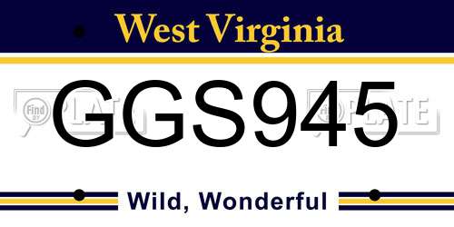 GGS945 West Virginia License Plate