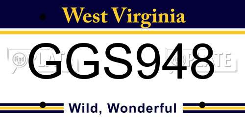 GGS948 West Virginia License Plate