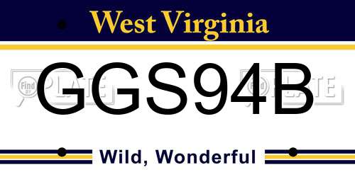 GGS94B West Virginia License Plate