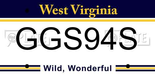 GGS94S West Virginia License Plate