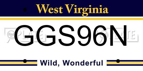 GGS96N West Virginia License Plate