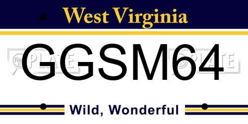GGSM64 West Virginia License Plate