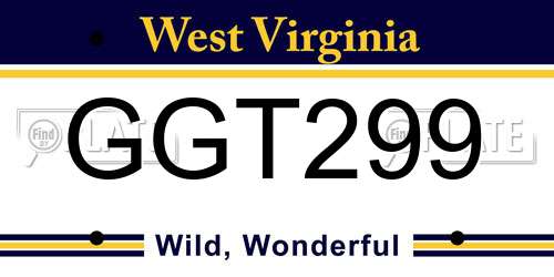 GGT299 West Virginia License Plate