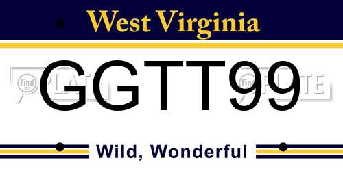 GGTT99 West Virginia License Plate