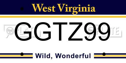 GGTZ99 West Virginia License Plate