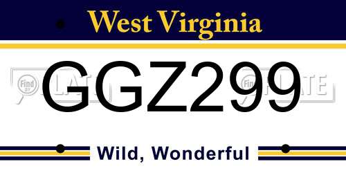 GGZ299 West Virginia License Plate