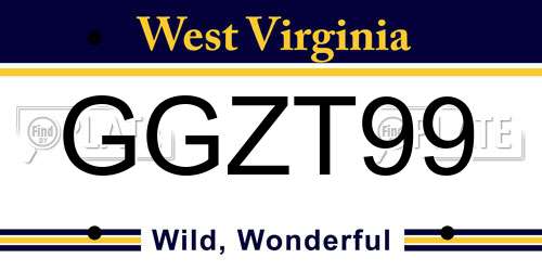 GGZT99 West Virginia License Plate