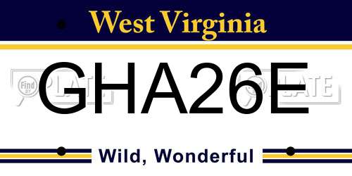 GHA26E West Virginia License Plate