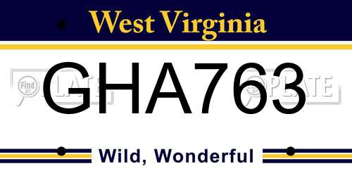 GHA763 West Virginia License Plate
