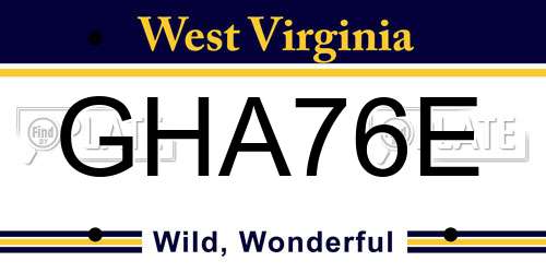 GHA76E West Virginia License Plate