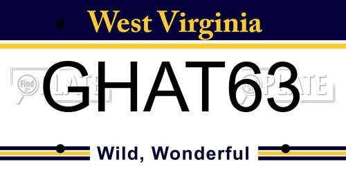 GHAT63 West Virginia License Plate