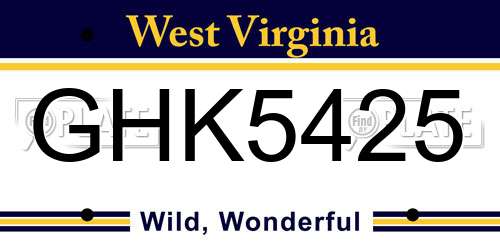 GHK5425 West Virginia License Plate