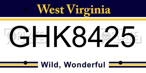 GHK8425 West Virginia License Plate