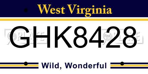 GHK8428 West Virginia License Plate