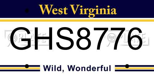 GHS8776 West Virginia License Plate
