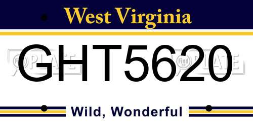 GHT5620 West Virginia License Plate