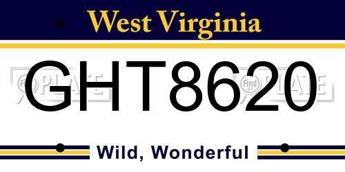 GHT8620 West Virginia License Plate