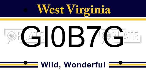 GI0B7G West Virginia License Plate