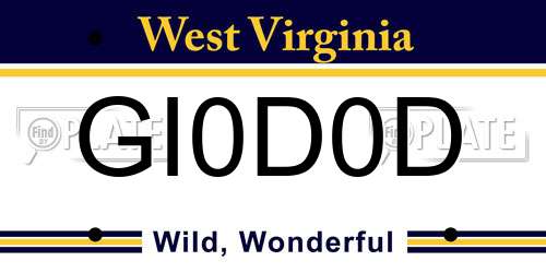 GI0D0D West Virginia License Plate