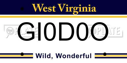 GI0D0O West Virginia License Plate
