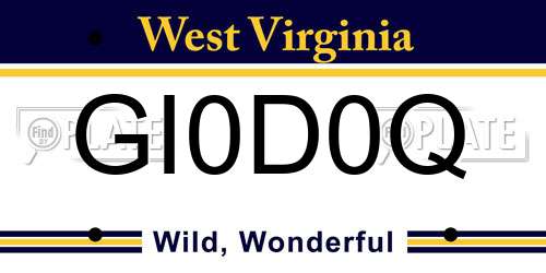 GI0D0Q West Virginia License Plate