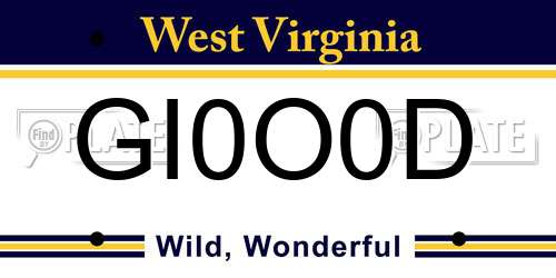 GI0O0D West Virginia License Plate