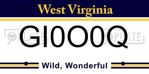 GI0O0Q West Virginia License Plate