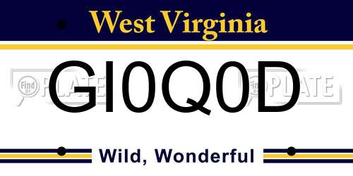 GI0Q0D West Virginia License Plate