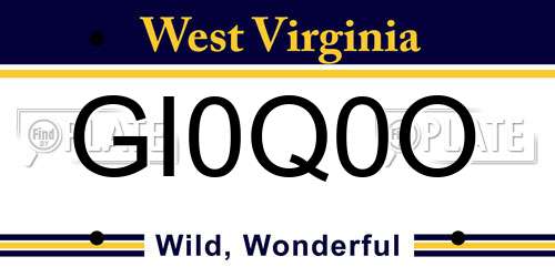 GI0Q0O West Virginia License Plate