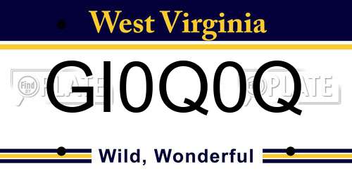 GI0Q0Q West Virginia License Plate