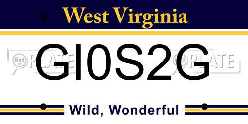 GI0S2G West Virginia License Plate