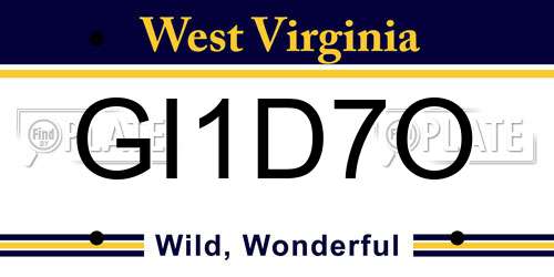 GI1D7O West Virginia License Plate