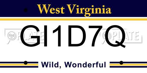 GI1D7Q West Virginia License Plate