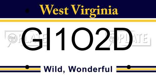 GI1O2D West Virginia License Plate