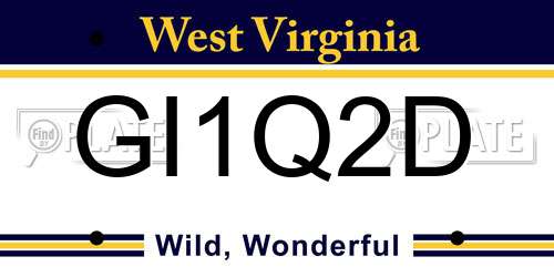 GI1Q2D West Virginia License Plate