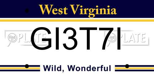 GI3T7I West Virginia License Plate