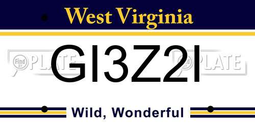 GI3Z2I West Virginia License Plate