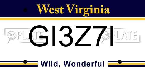 GI3Z7I West Virginia License Plate