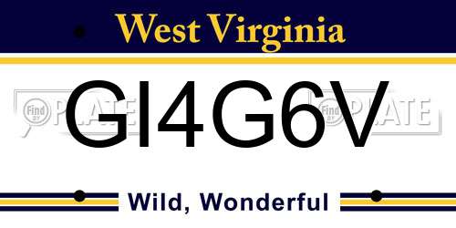 GI4G6V West Virginia License Plate
