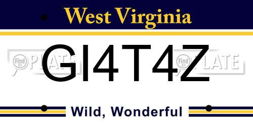 GI4T4Z West Virginia License Plate