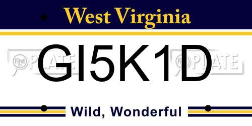 GI5K1D West Virginia License Plate