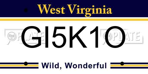 GI5K1O West Virginia License Plate