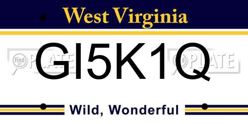 GI5K1Q West Virginia License Plate