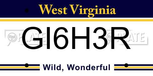 GI6H3R West Virginia License Plate