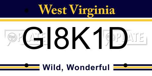 GI8K1D West Virginia License Plate