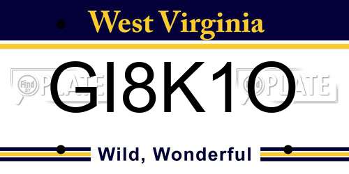 GI8K1O West Virginia License Plate