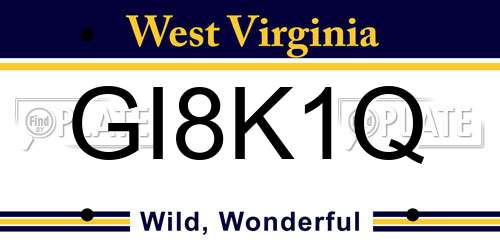 GI8K1Q West Virginia License Plate