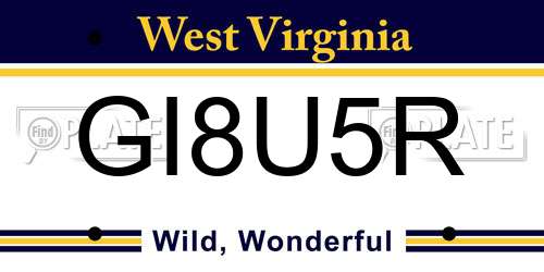 GI8U5R West Virginia License Plate